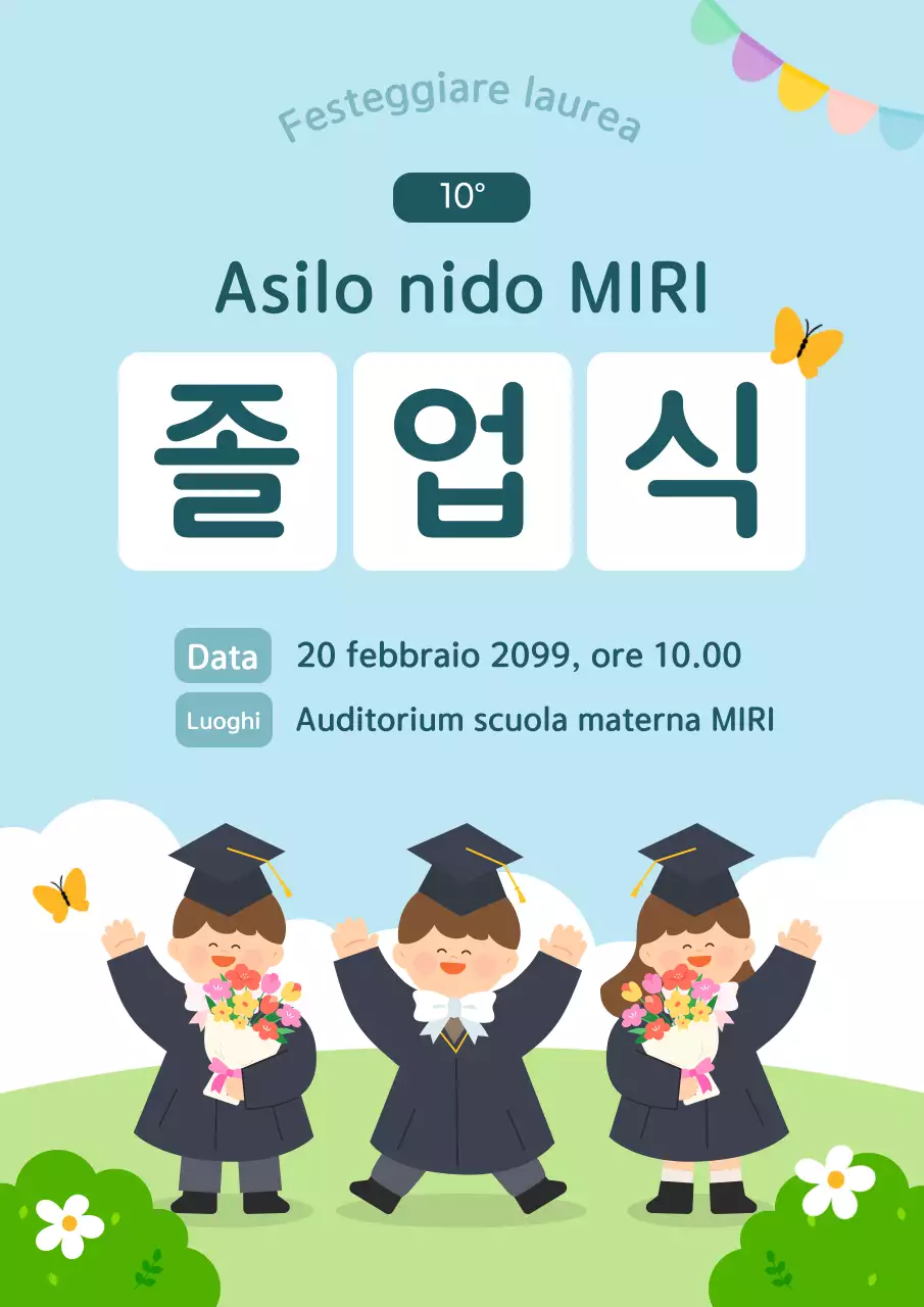 Cerimonia di laurea in azzurro