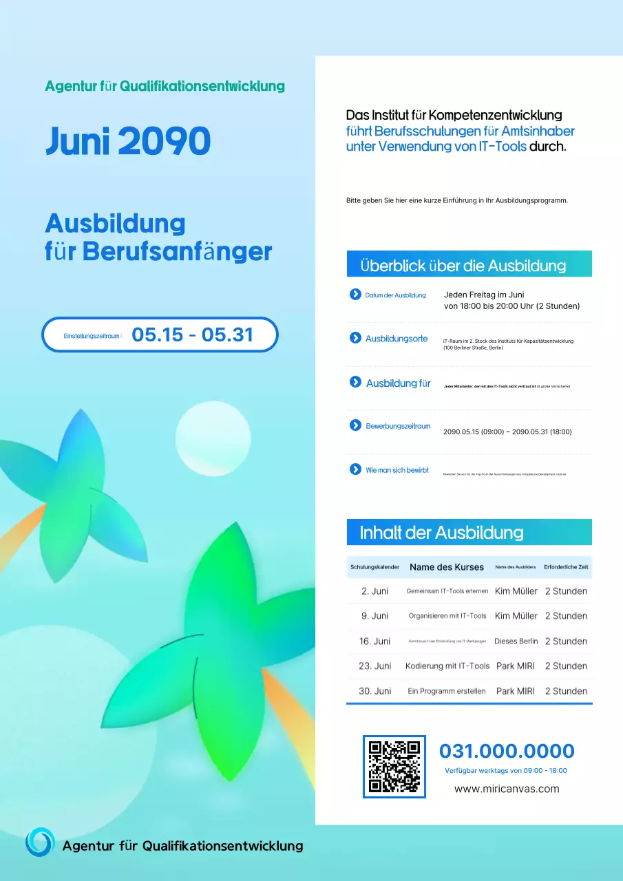 Hellblau Modern Education Stellenausschreibung