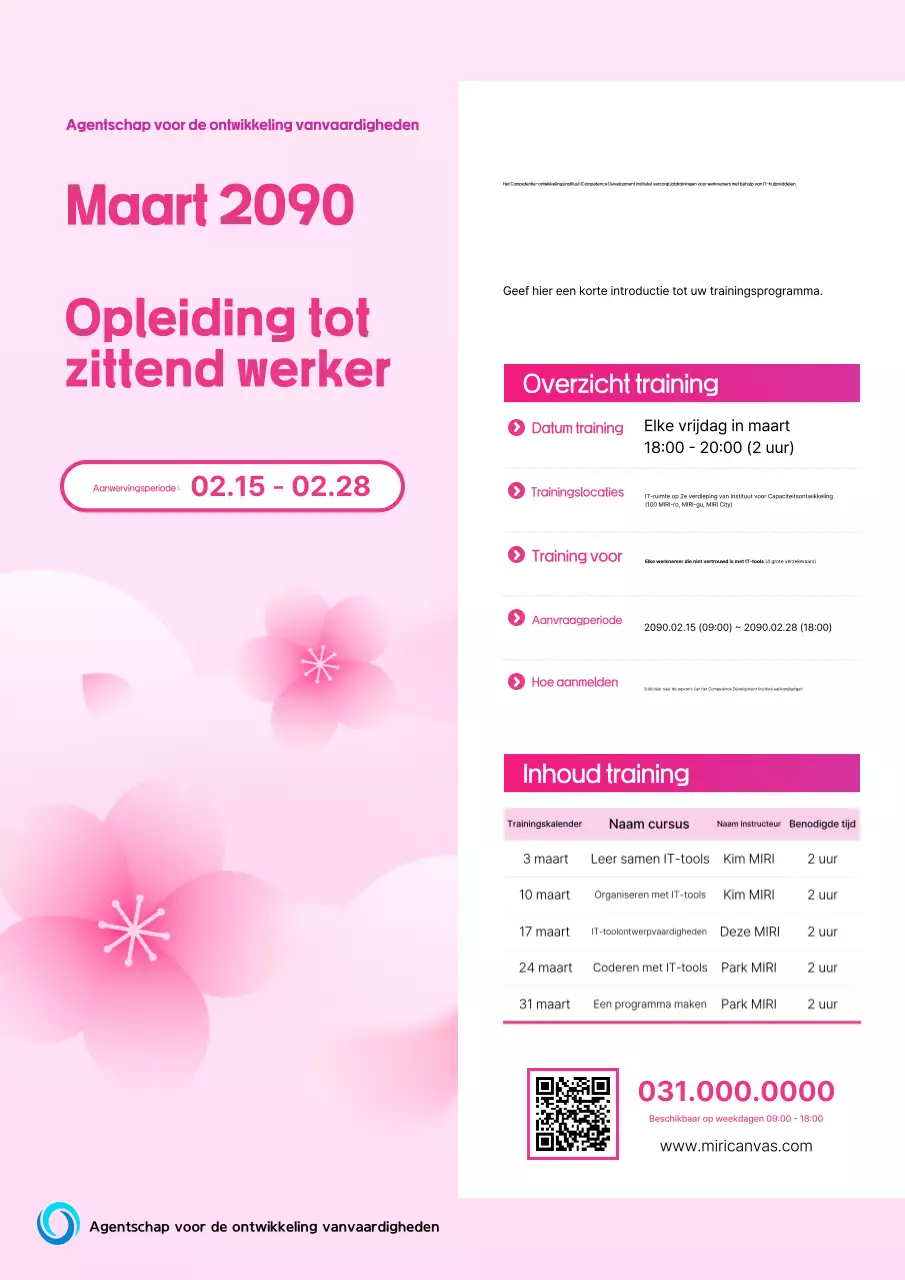 Roze Eenvoudige Baan Training Werving