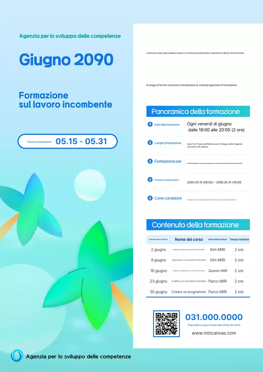 Inserzione di lavoro per l'istruzione moderna di colore azzurro