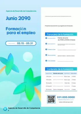 Anuncio de empleo de educación moderna en azul claro