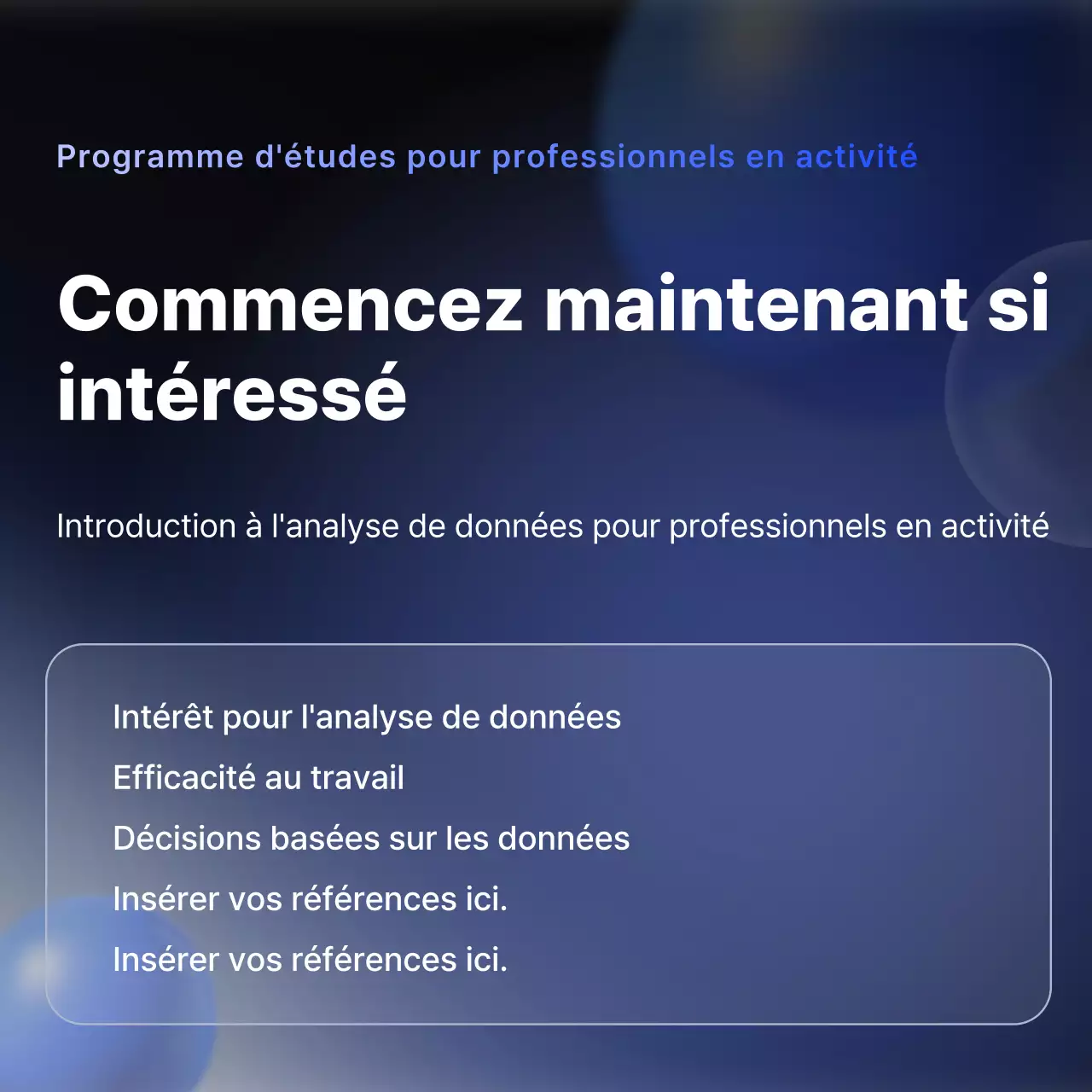 Annonce de formation à l'analyse de données Blue Modern