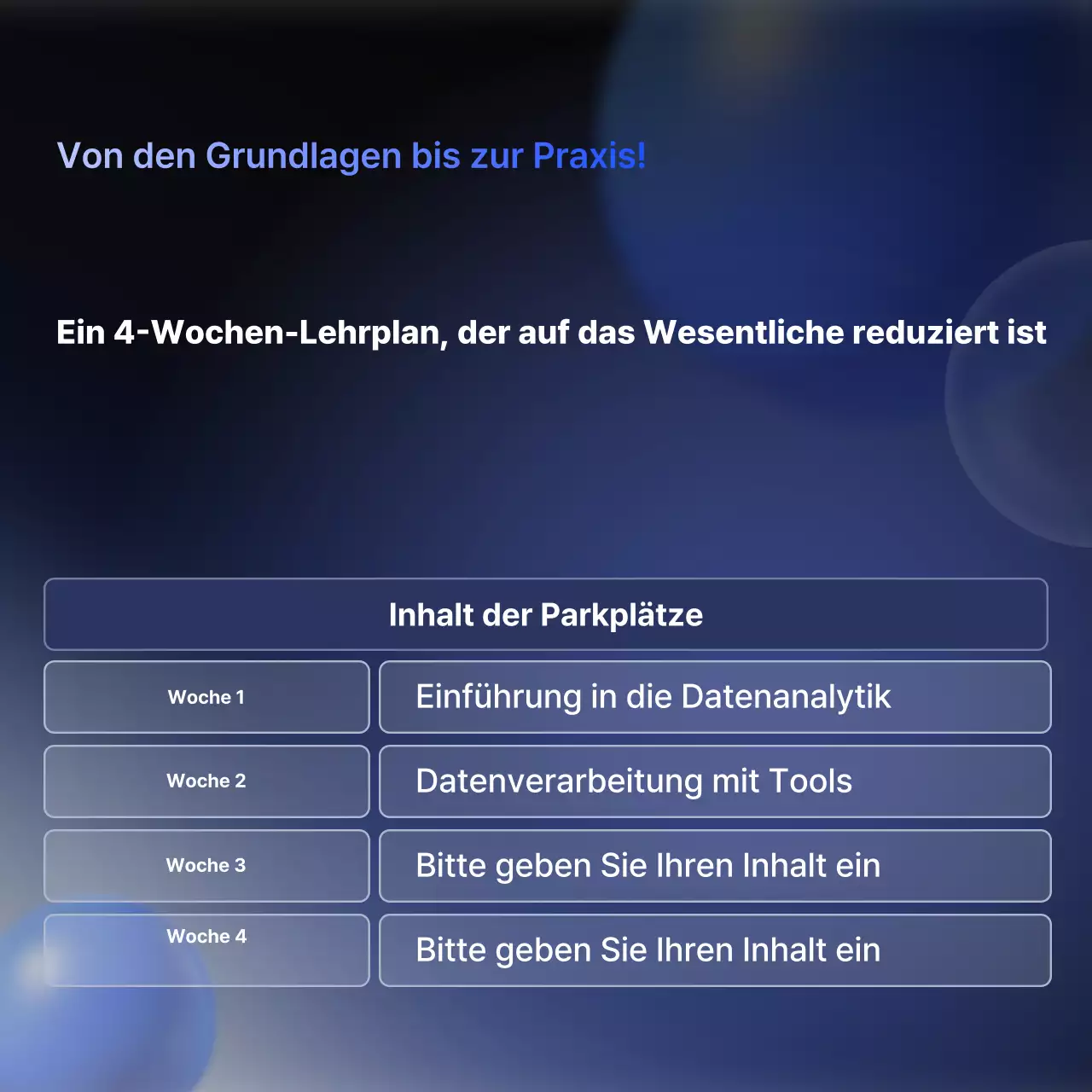 Blue Modern Data Analytics Schulung Anzeige