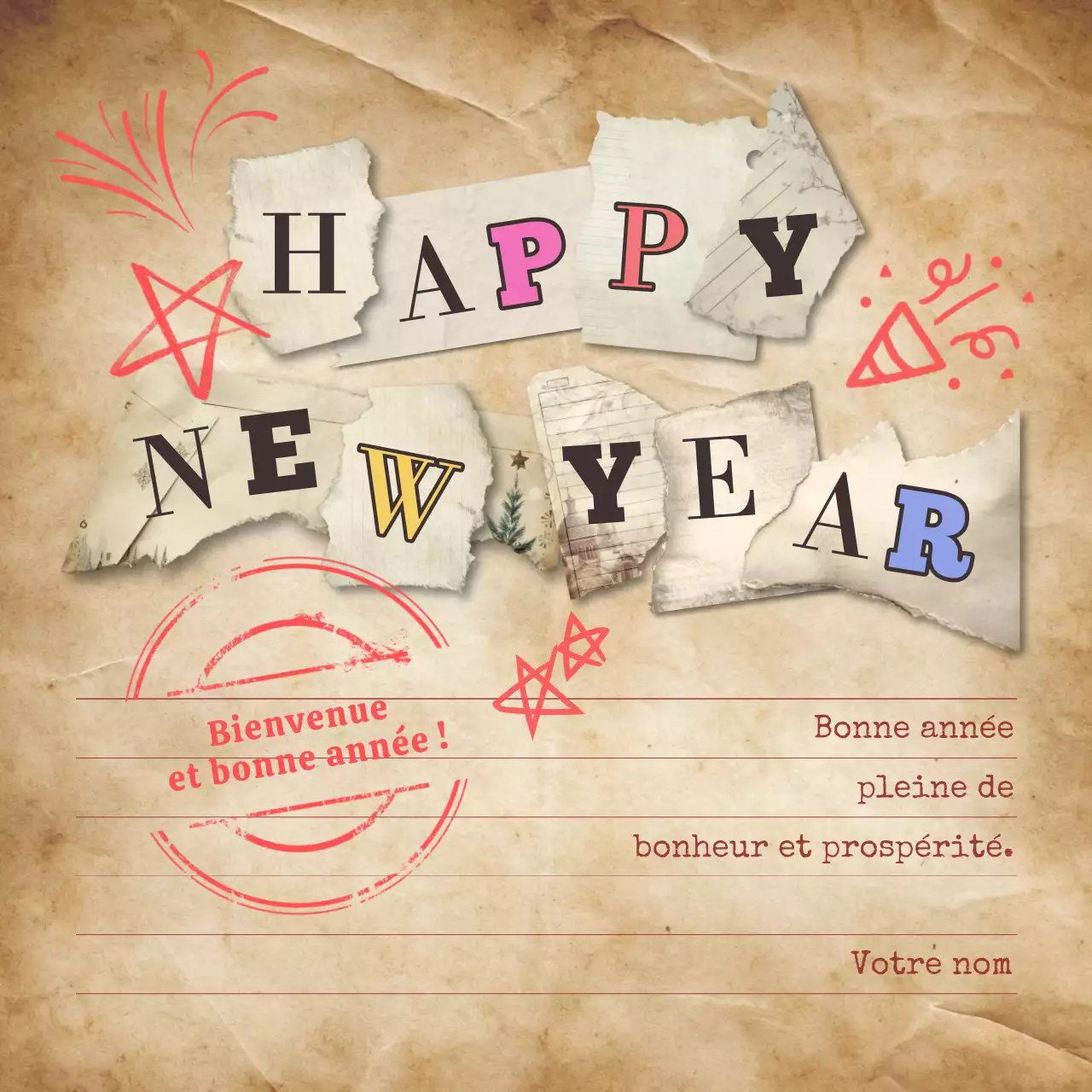 Vœux vintage pour la nouvelle année