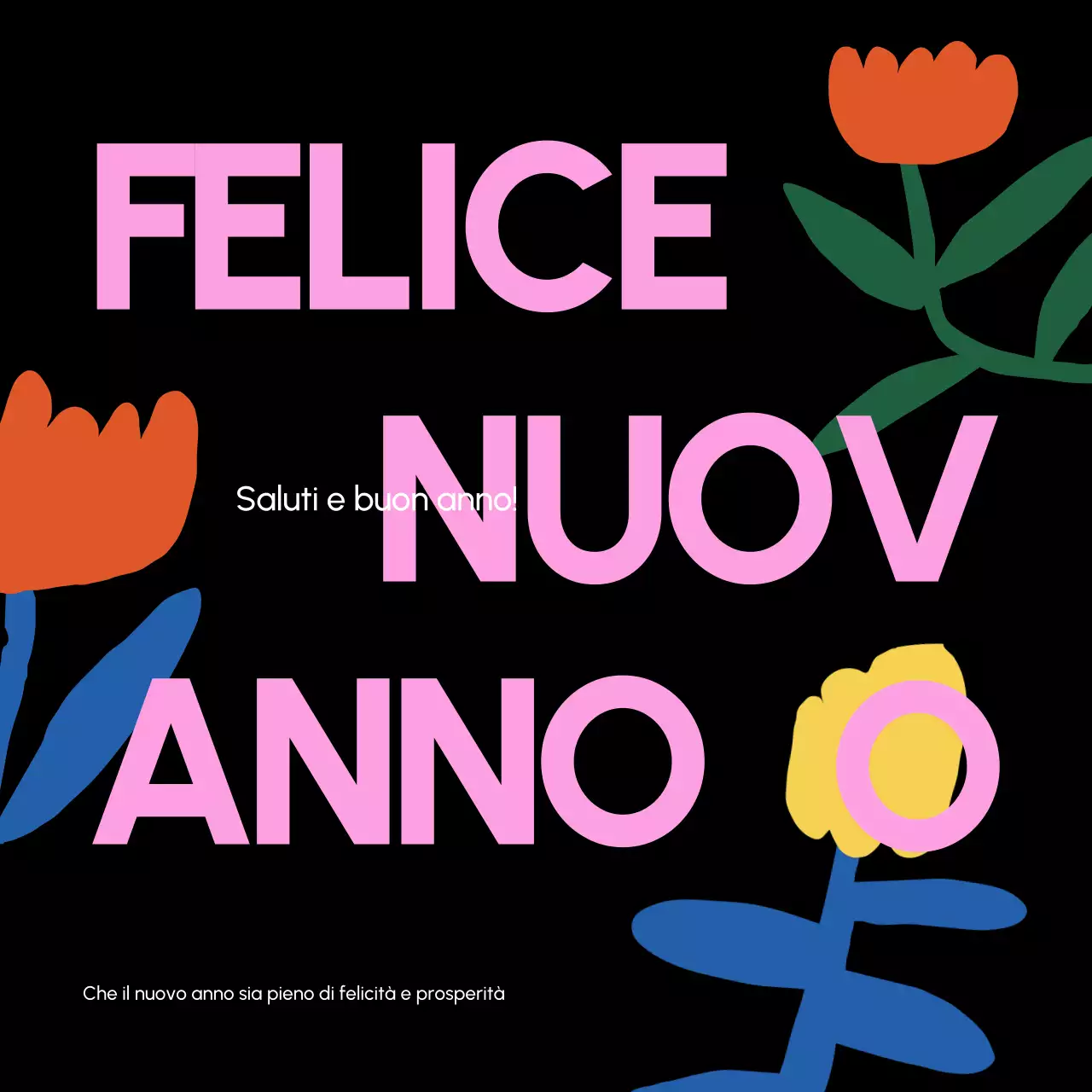 biglietto di capodanno moderno e nero