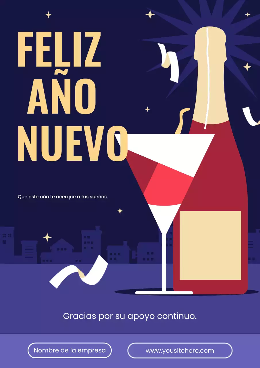 tarjeta de felicitación de año nuevo navy modern