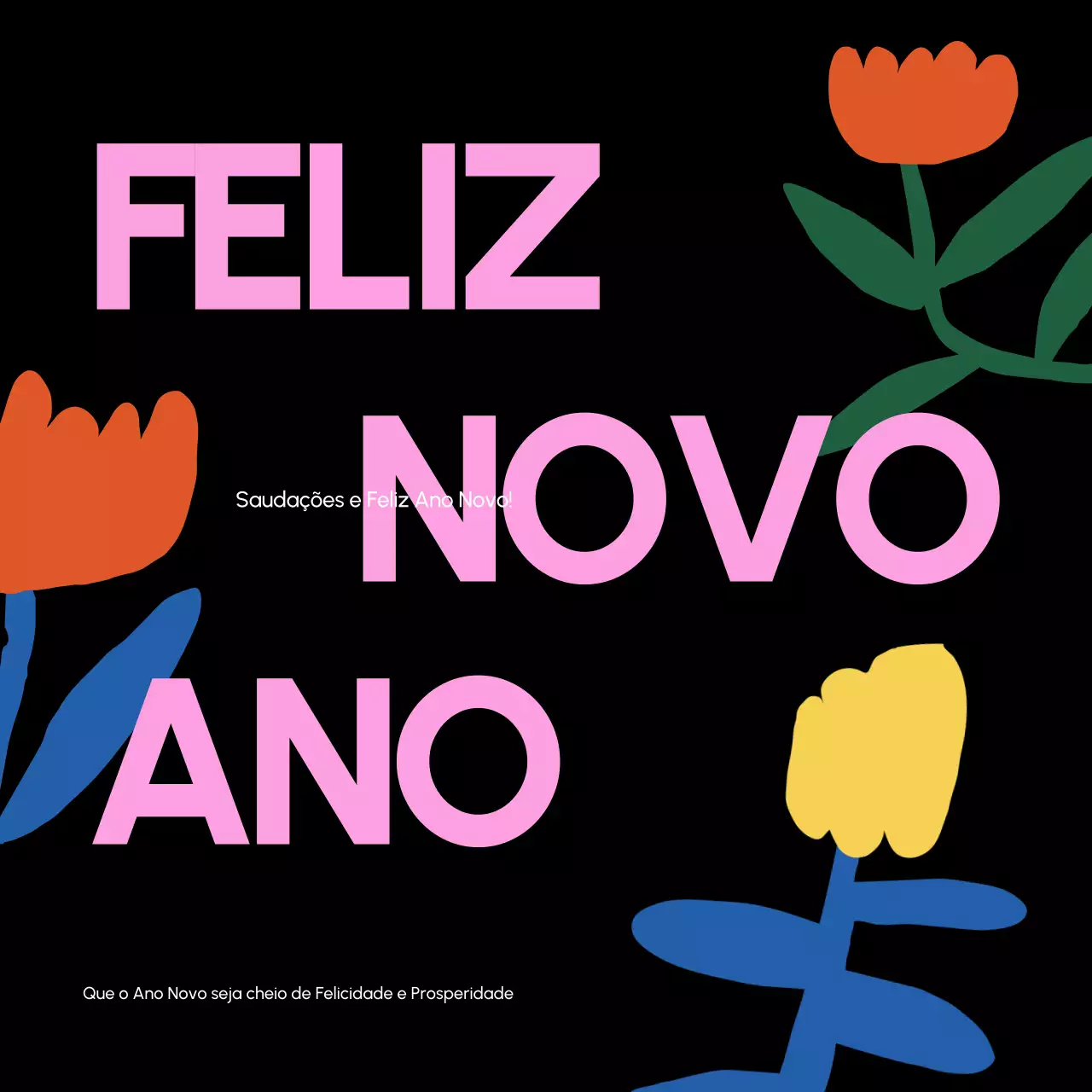 cartão de ano novo preto e moderno