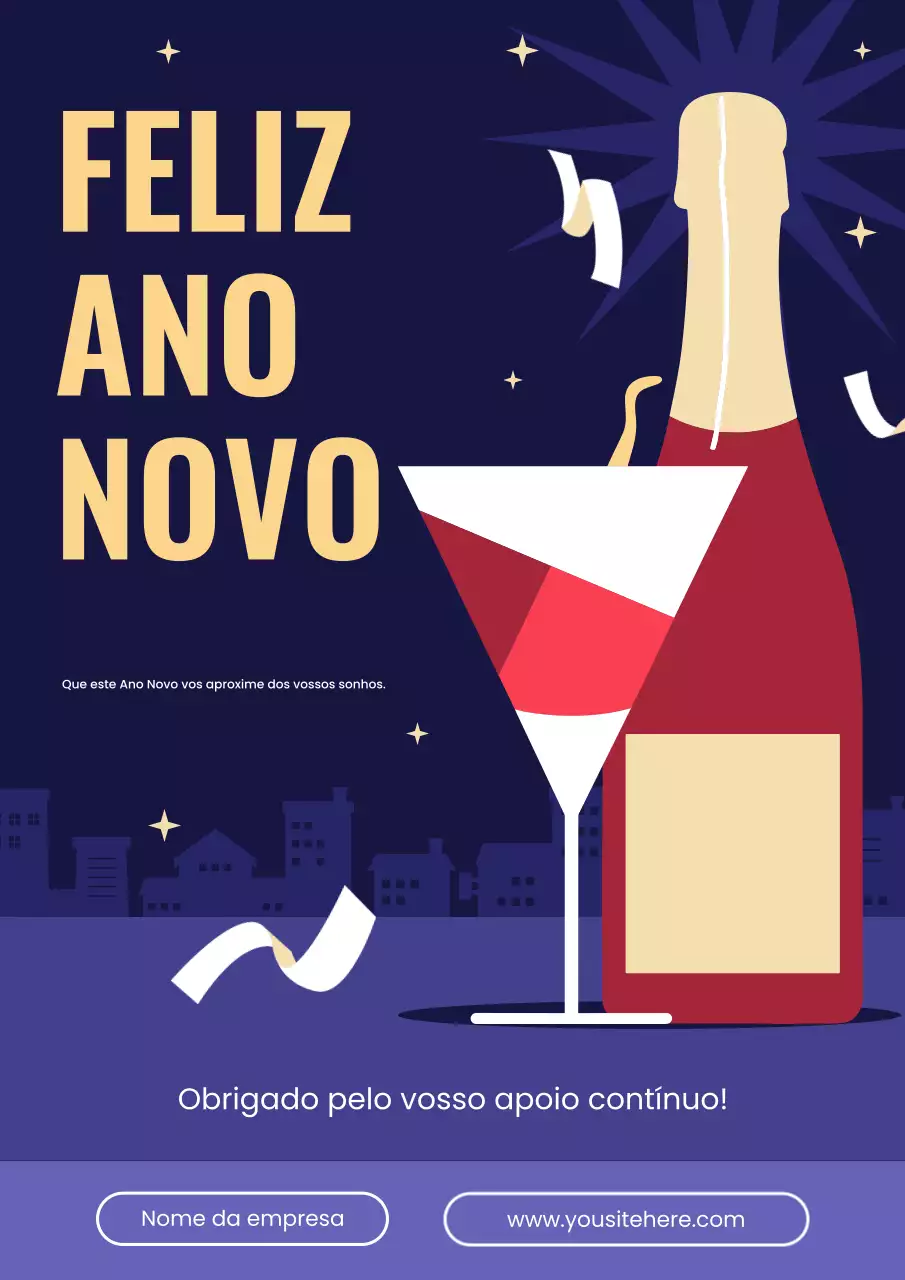 cartão de felicitações de ano novo moderno em azul marinho