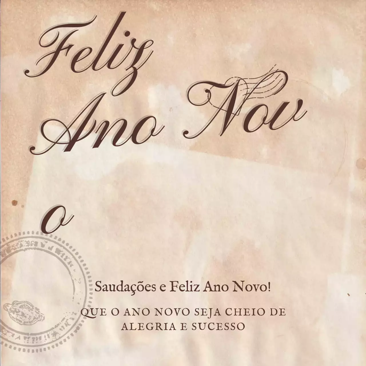 cartão de Ano Novo bege e elegante