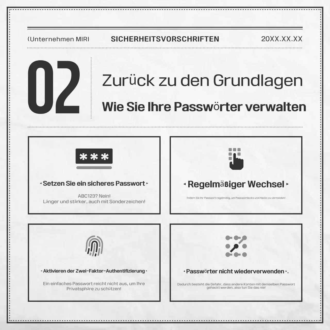 Schwarz-weiße grundlegende Sicherheitsdokumentation