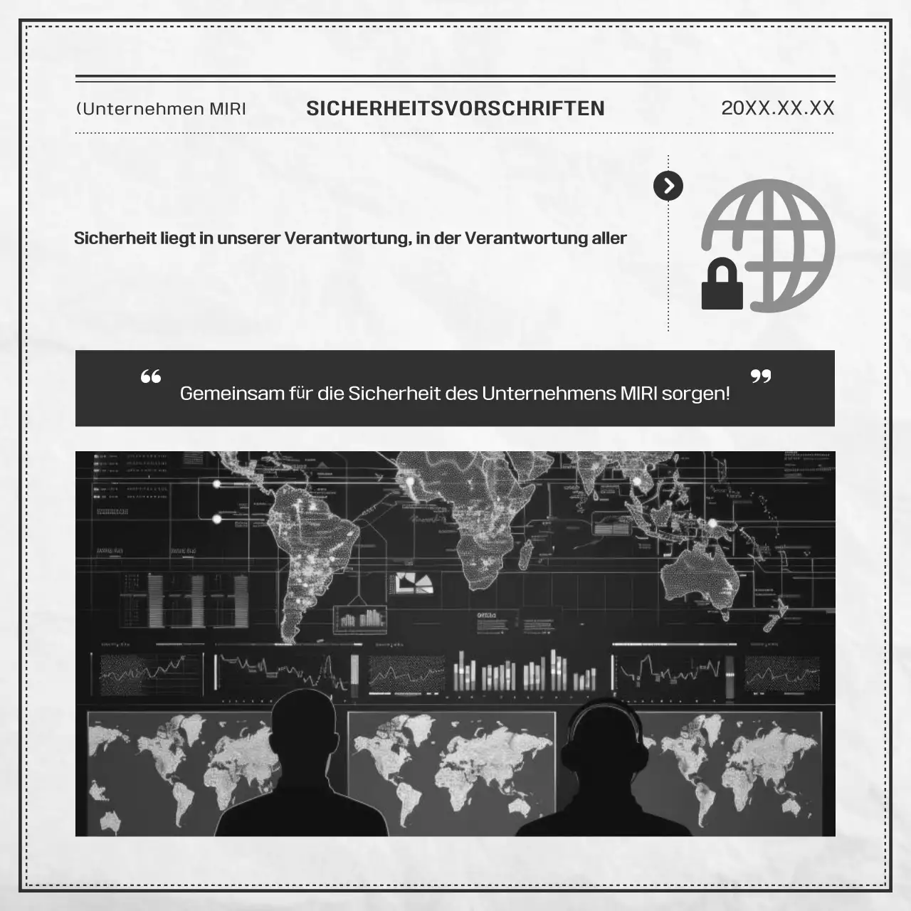 Schwarz-weiße grundlegende Sicherheitsdokumentation