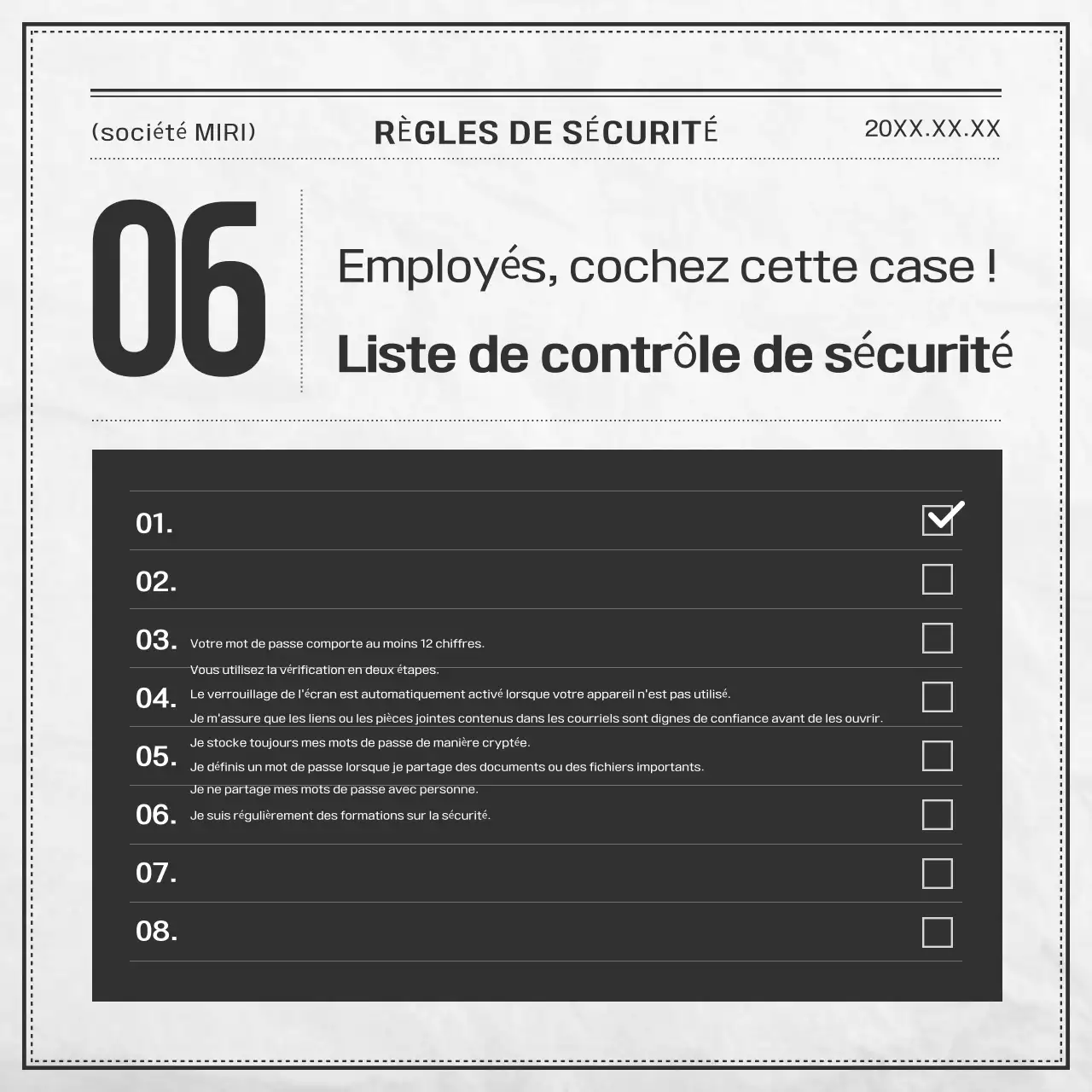 Documentation de base sur la sécurité en noir et blanc