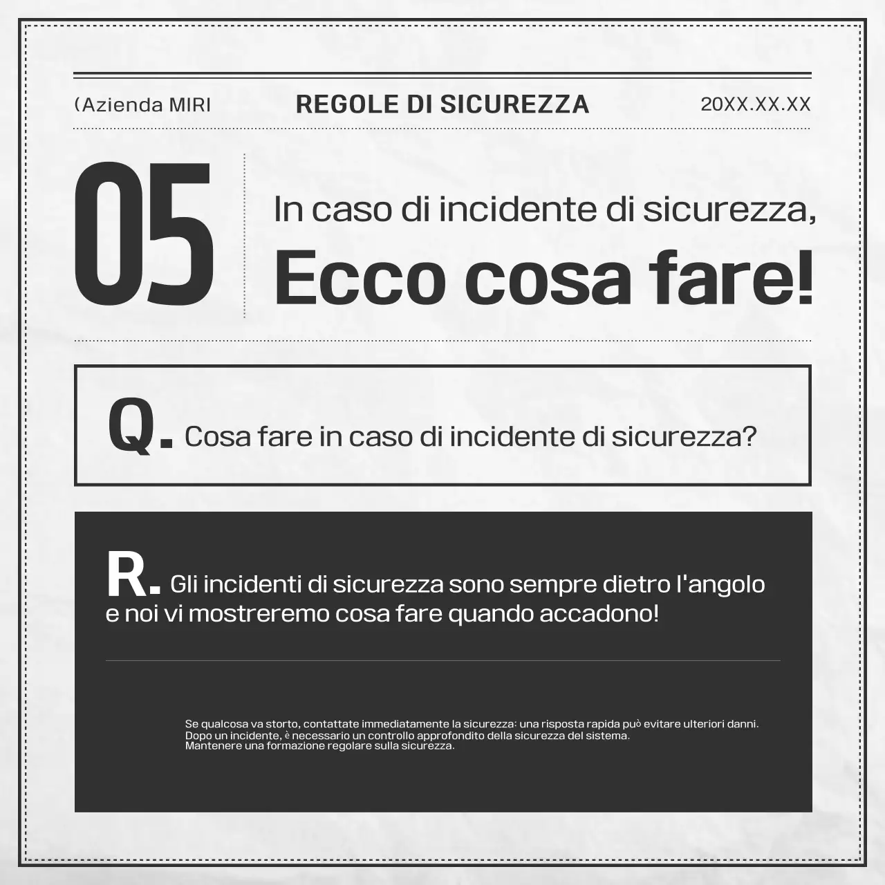 Documentazione di sicurezza di base in bianco e nero