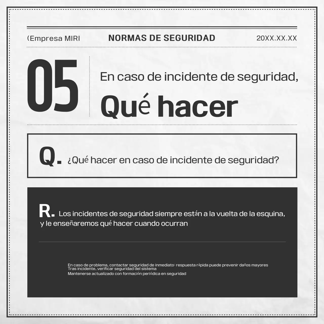 Documentación básica de seguridad en blanco y negro