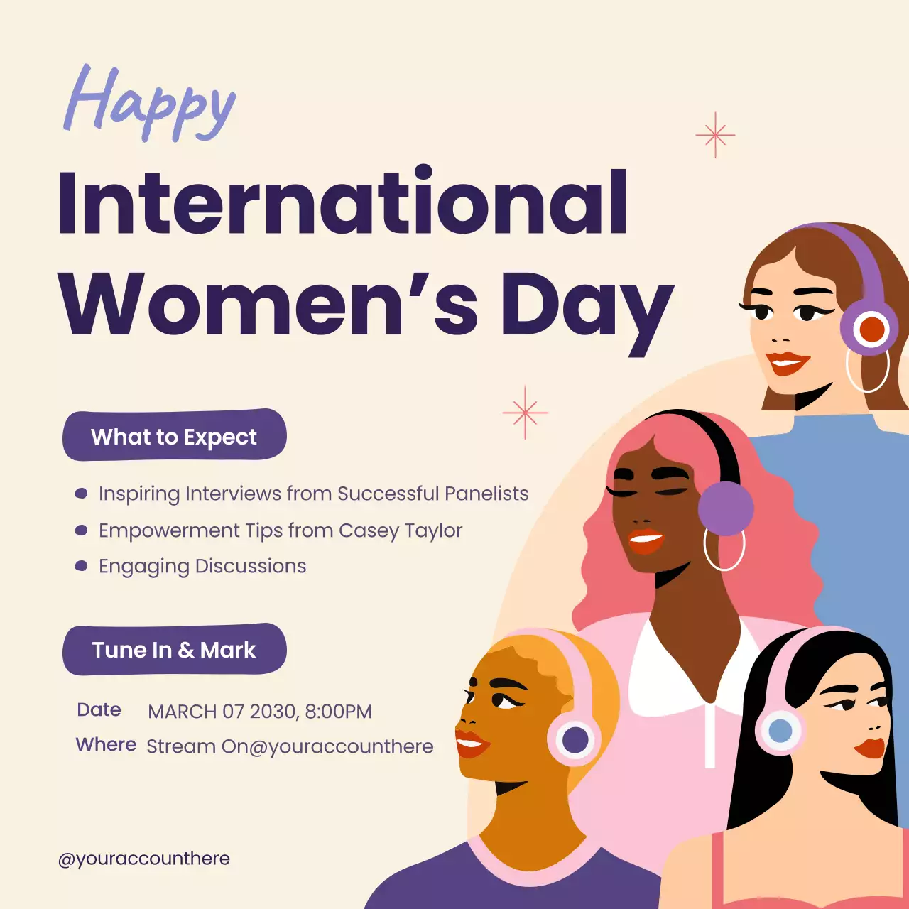 Beige Modern Woman's day Podcast Announcement Social Media Square