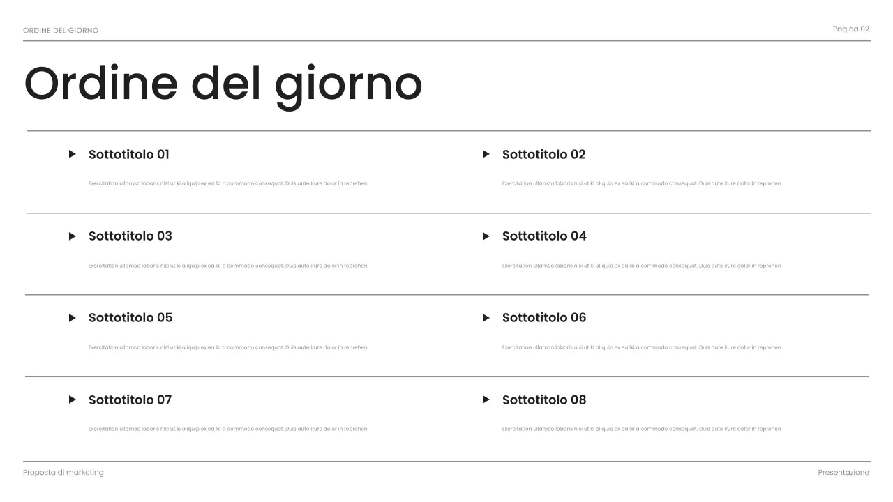 presentazione aziendale nera e moderna