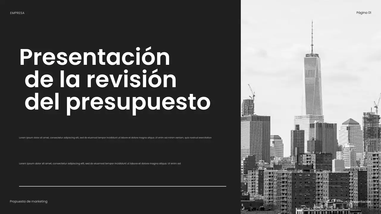 presentación de negocios moderna en negro