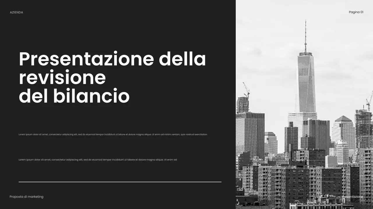 presentazione aziendale nera e moderna