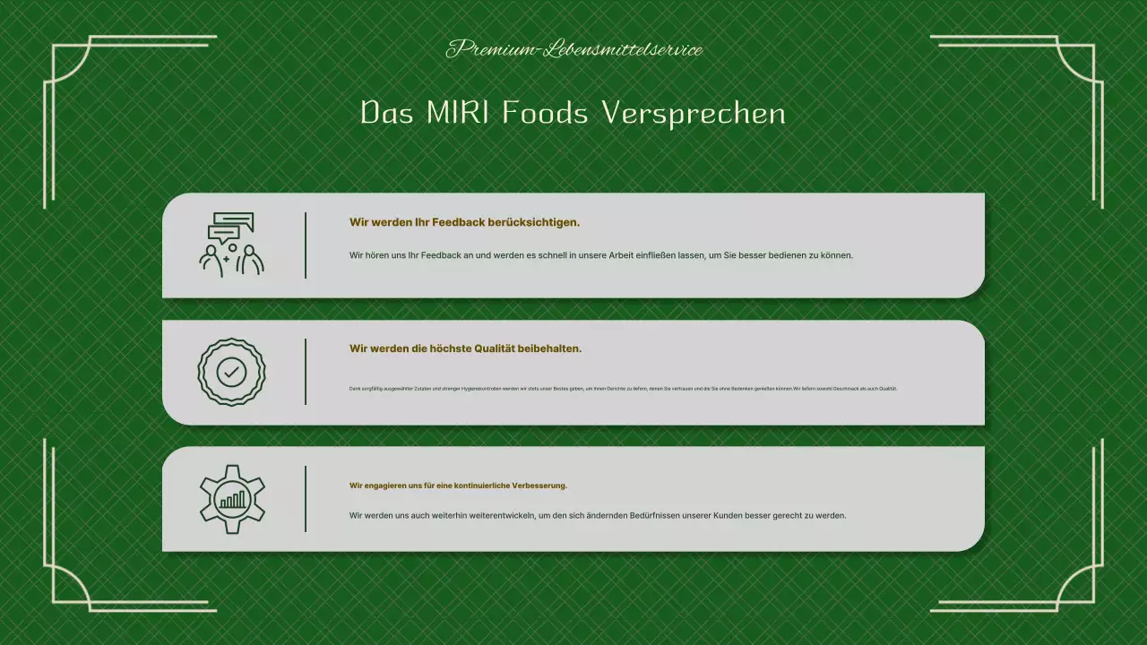 Ein grünes, schickes Catering-Pitchbook