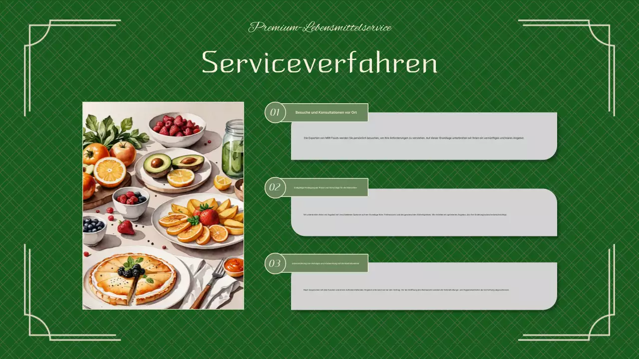 Ein grünes, schickes Catering-Pitchbook