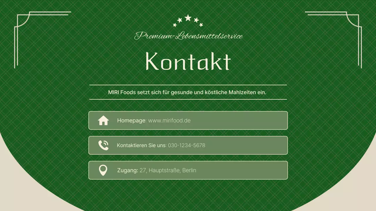 Ein grünes, schickes Catering-Pitchbook