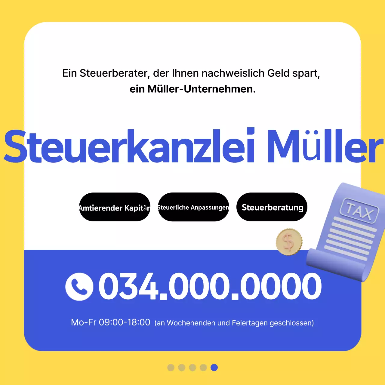 Förderung von gelben modernen Steuerinformationen