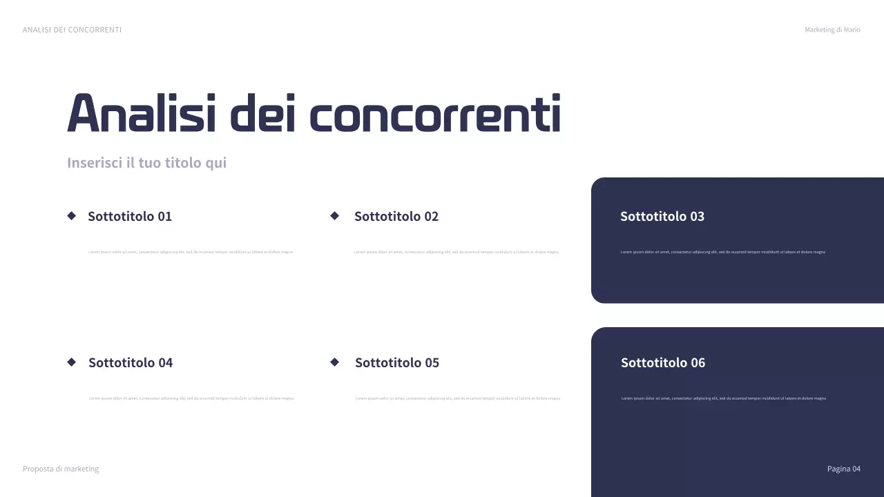 presentazione del marketing moderno della marina