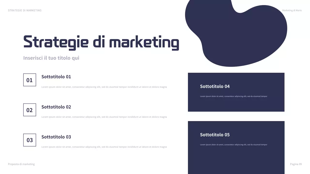 presentazione del marketing moderno della marina