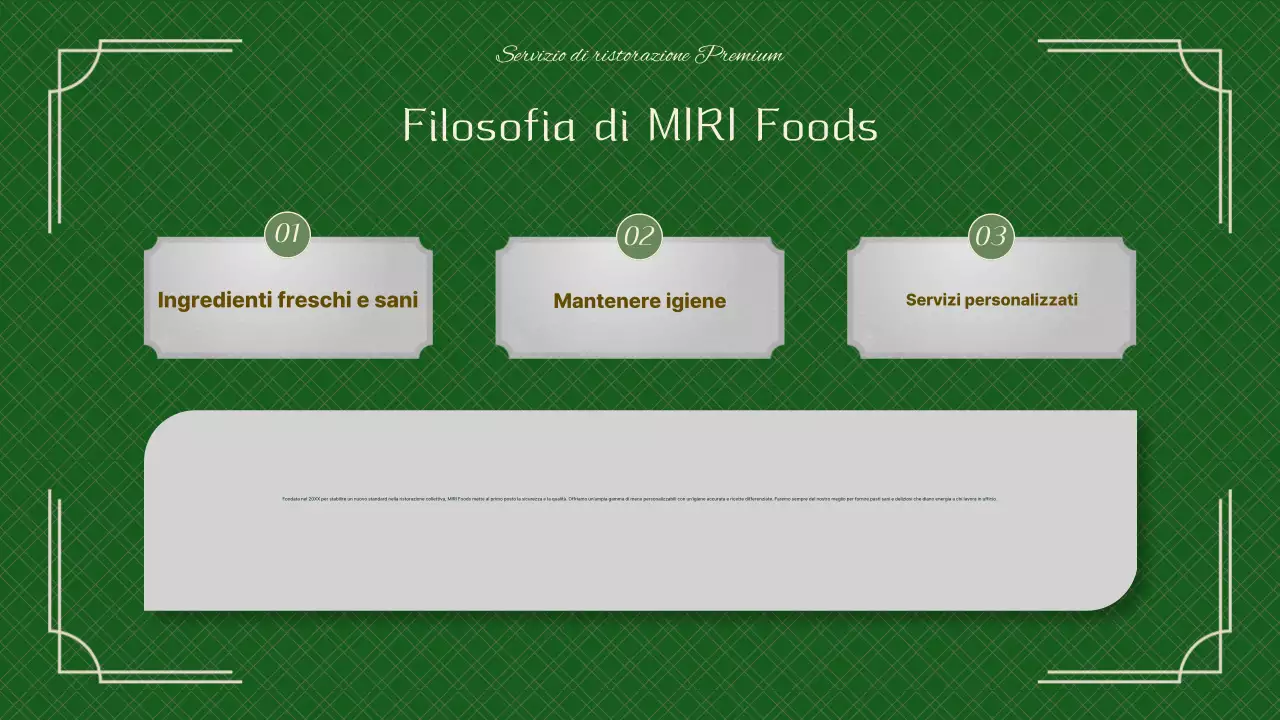 Un pitch book per un catering verde e chic