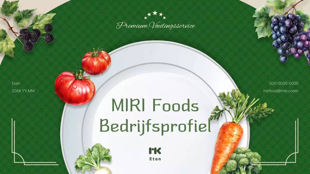 Een groen, chique catering pitchboek