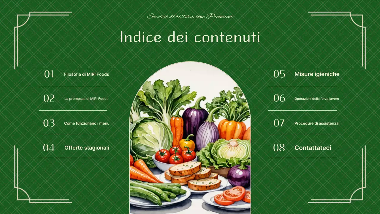 Un pitch book per un catering verde e chic