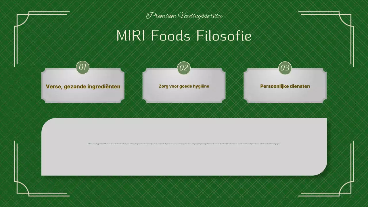 Een groen, chique catering pitchboek