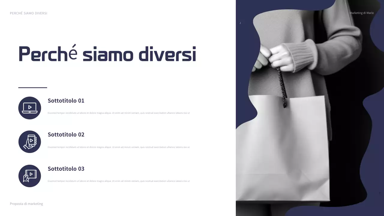 presentazione del marketing moderno della marina