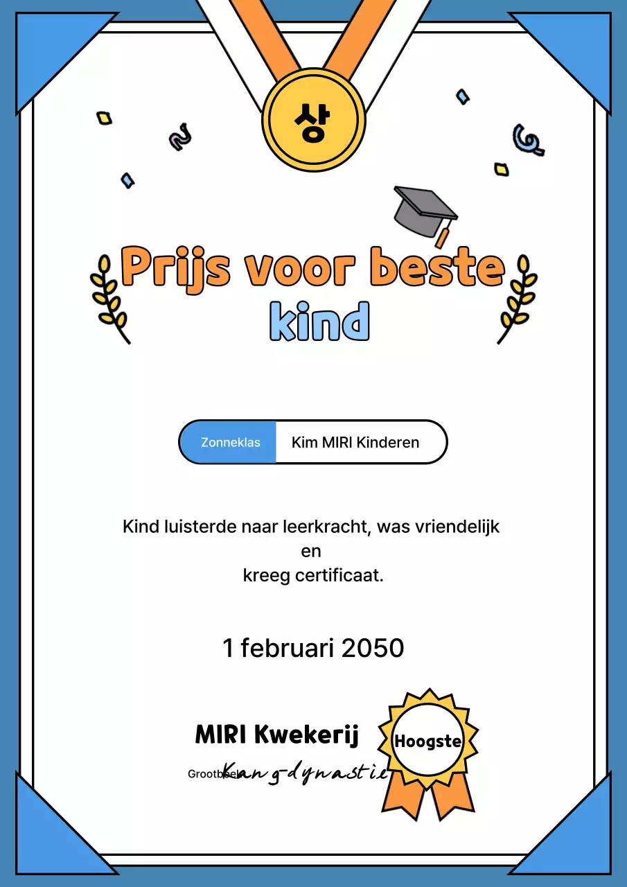 Blauwe eenvoudige lijst