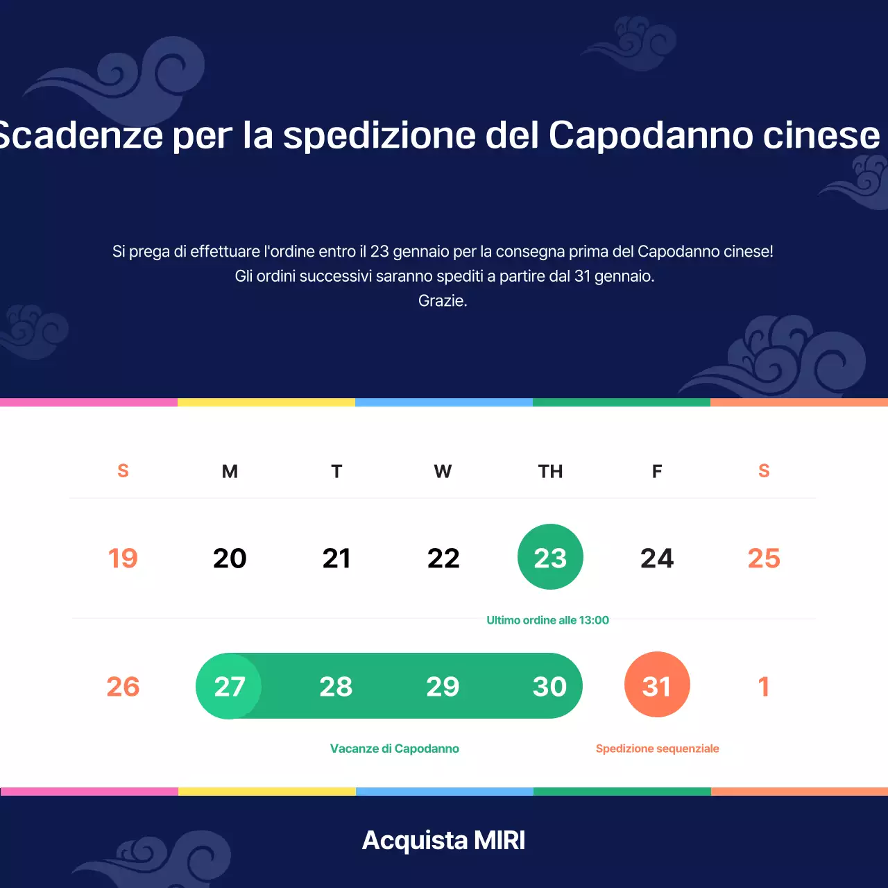 Avviso di consegna del capodanno lunare, blu navy e pulito