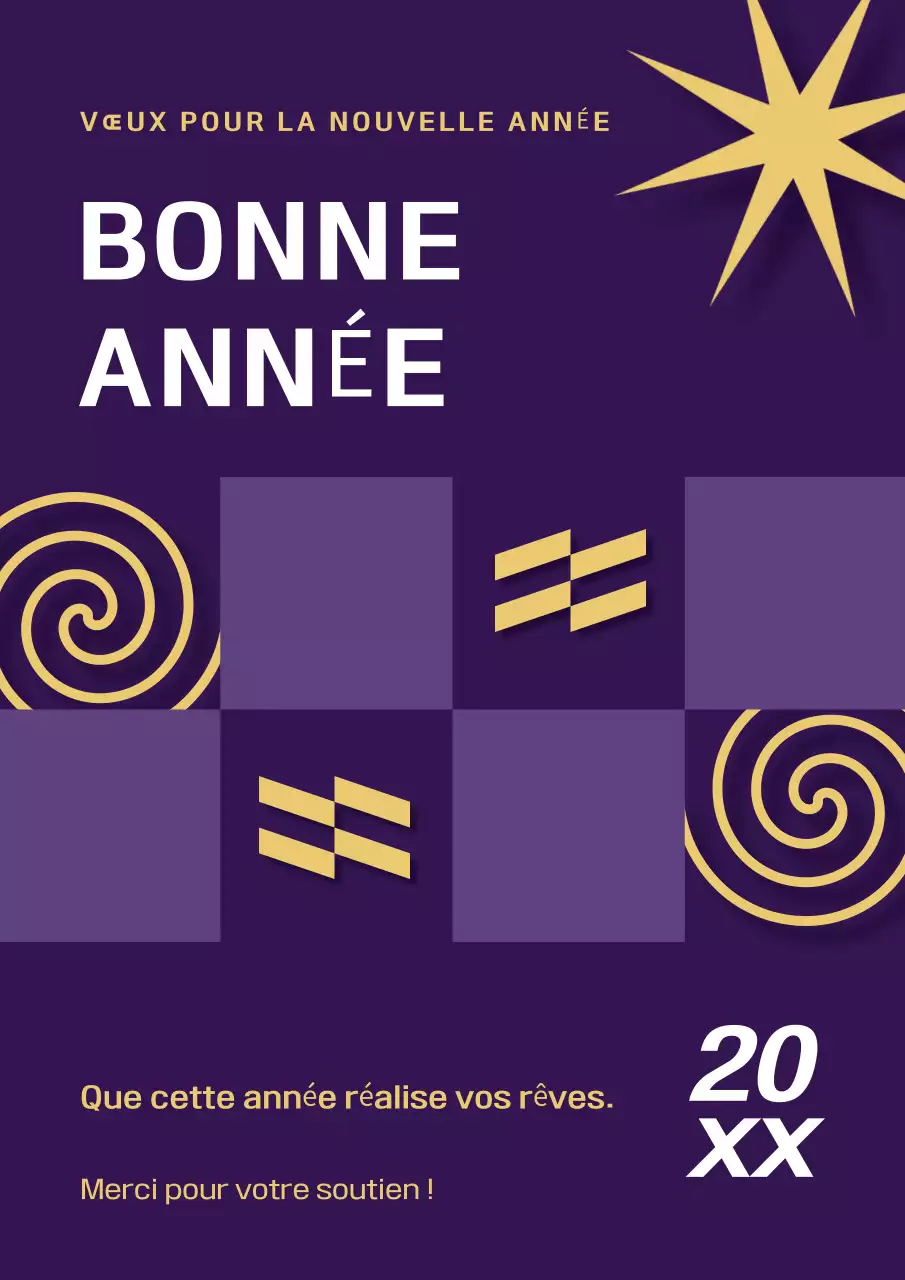 Poster moderne géométrique de vœux pour la nouvelle année