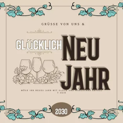 beige vintage neujahrsgrußkarte