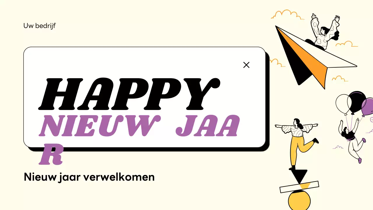 beige moderne nieuwjaarskaart