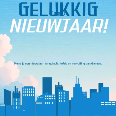 blauwe moderne nieuwjaarskaart