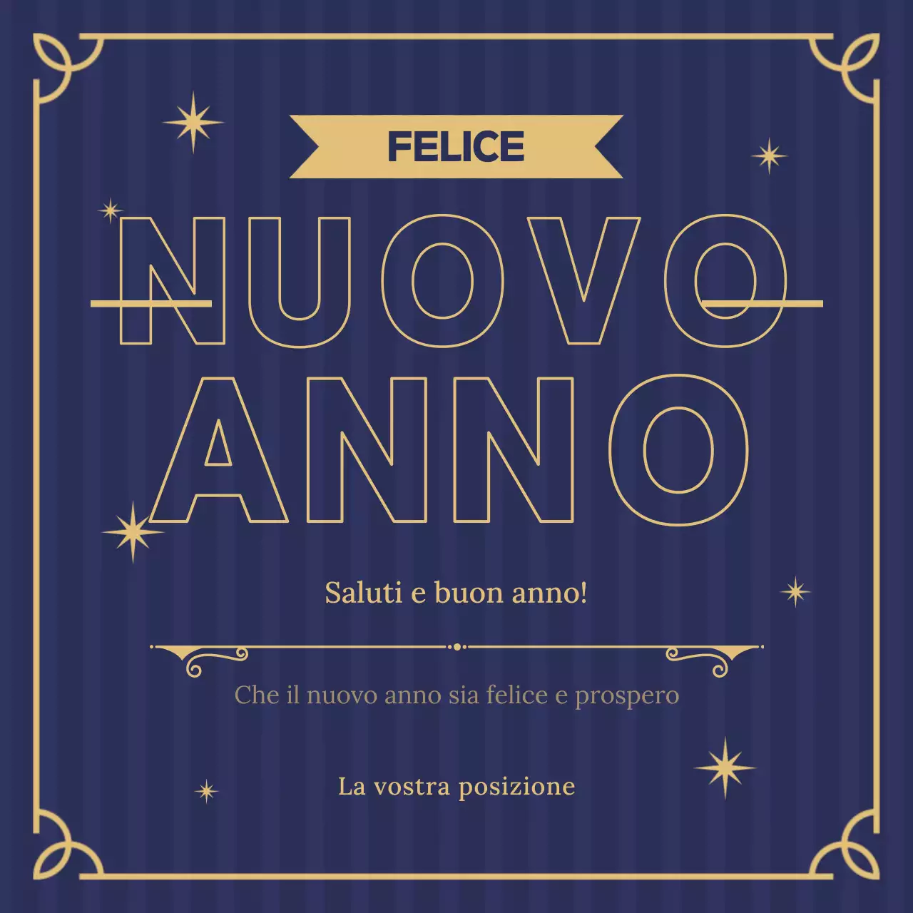 Biglietto di auguri per il nuovo anno elegante, blu e oro Messaggio Instagram