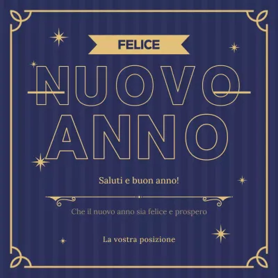 Biglietto di auguri per il nuovo anno elegante, blu e oro Messaggio Instagram