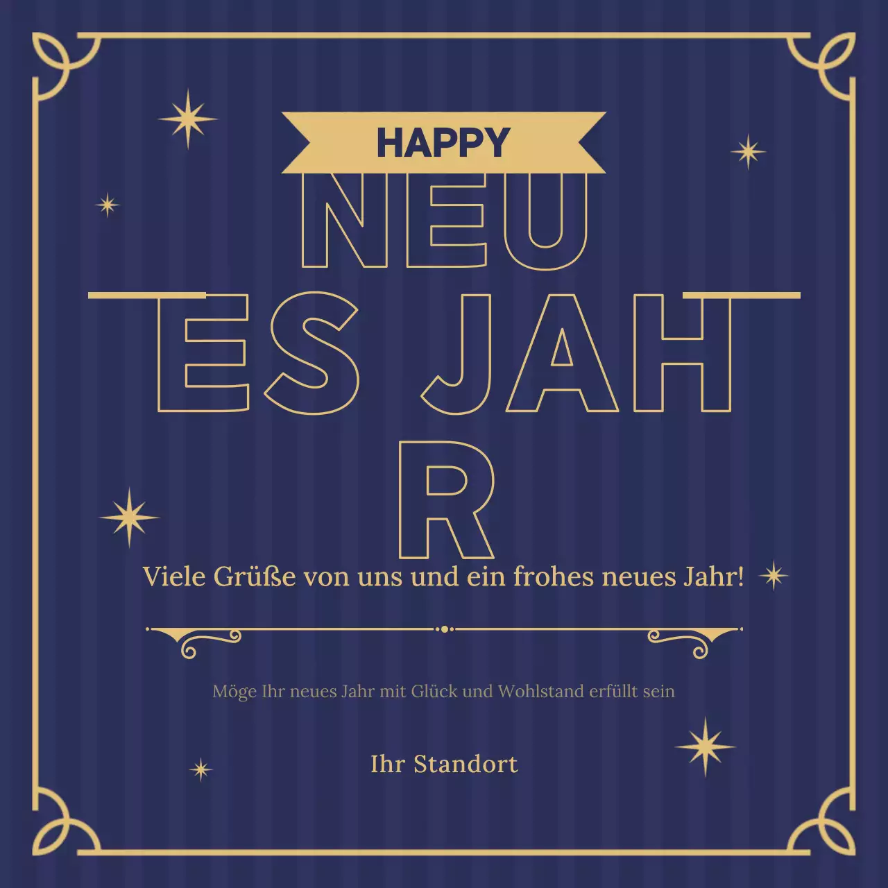 Blau und Gold Elegante Neujahrsgrußkarte Instagram Post