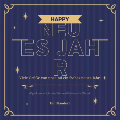 Blau und Gold Elegante Neujahrsgrußkarte Instagram Post