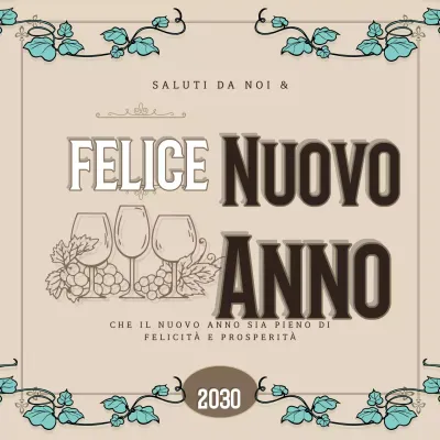 biglietto d'auguri per il nuovo anno vintage beige