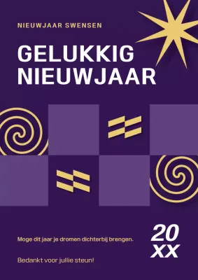 Nieuwjaars Groeten Geometrische Moderne Poster