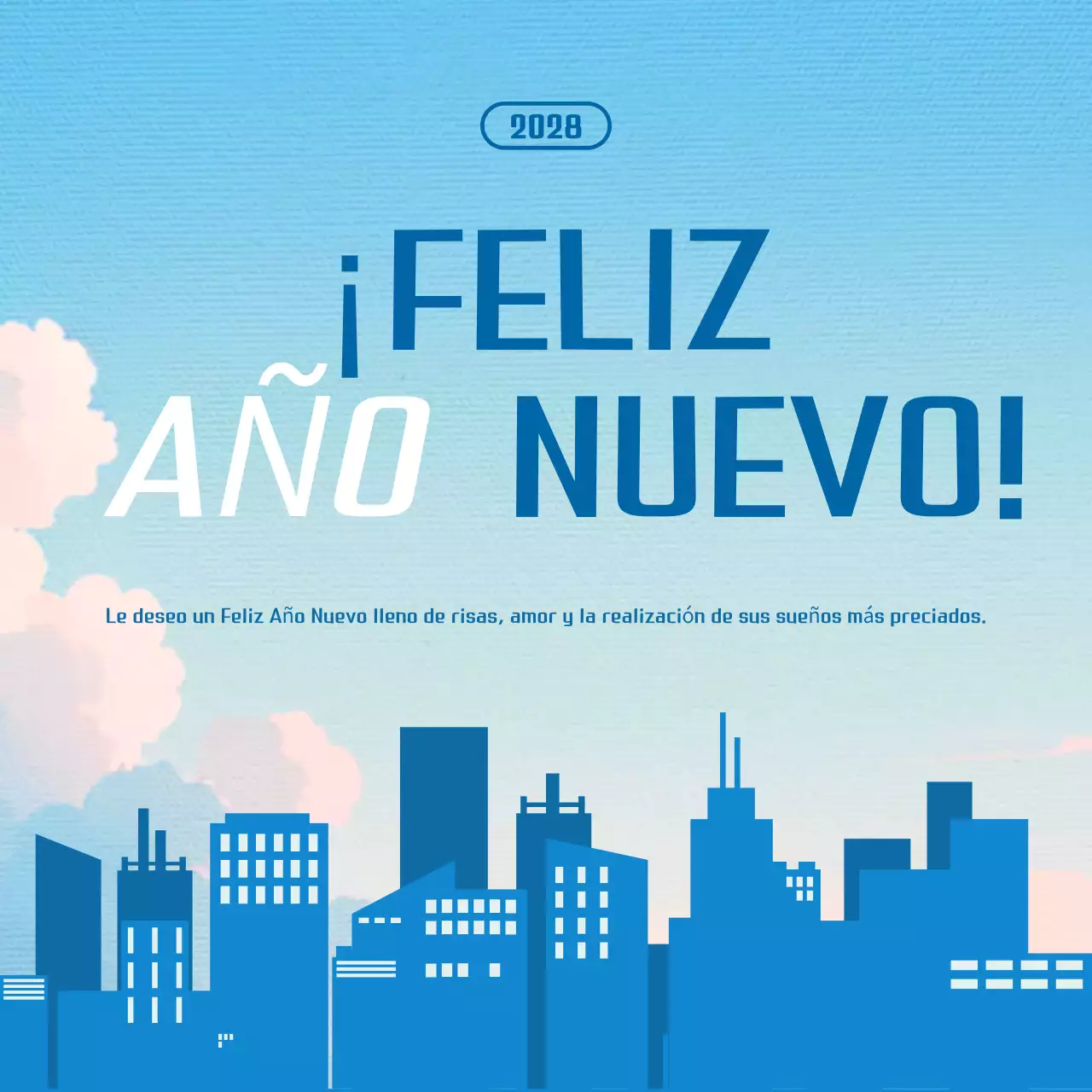 tarjeta de año nuevo azul moderna