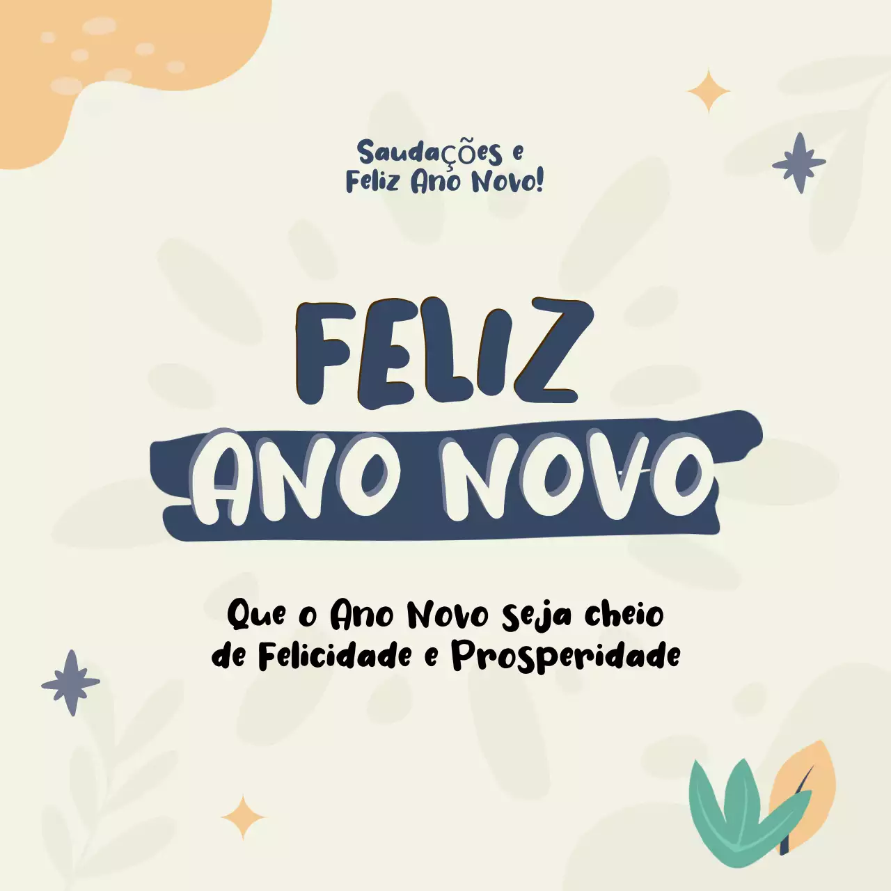 desenho de felicitações de ano novo orgânico bege