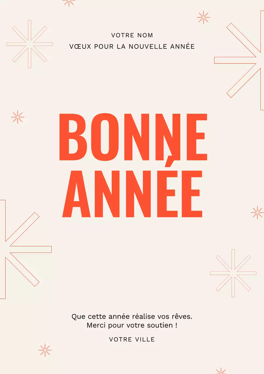 Affiche moderne orange de bonne année