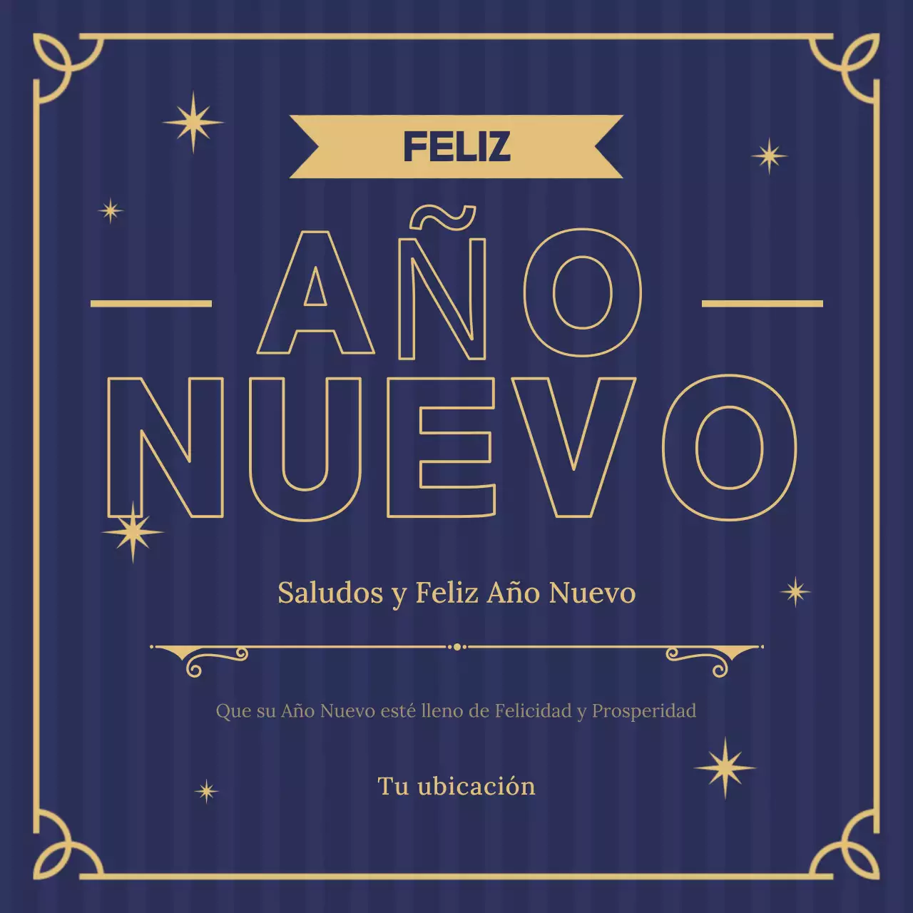 Azul y oro elegante tarjeta de felicitación de Año Nuevo Instagram Post