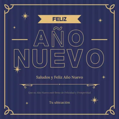 Azul y oro elegante tarjeta de felicitación de Año Nuevo Instagram Post
